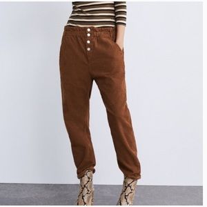 Zara / paperbag corduroy toffee pants